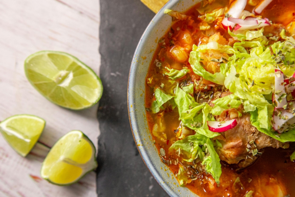 Mexican pozole and lime