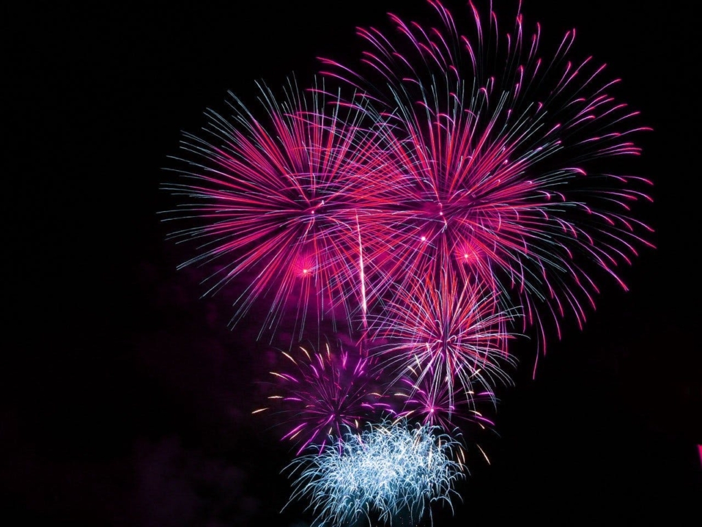 Fireworks over the ocean