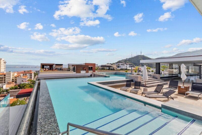 The Loft 268 infinity pool looking out to Banderas Bay