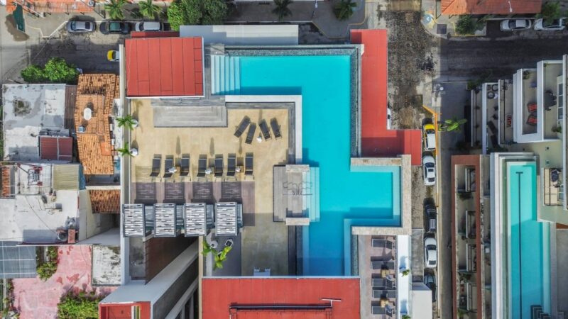 Aerial view of the Loft 268 rooftop pool