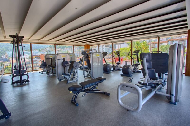 The Oceana gym, with windows over the city