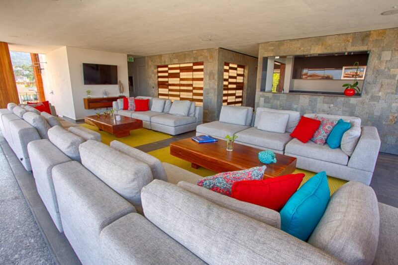 The covered lounge on the Oceana rooftop